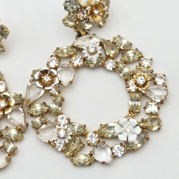 J. Crew Floral Crystal Wreath Statement Earrings – Antiqued Gold-Tone - Picture 8 of 16